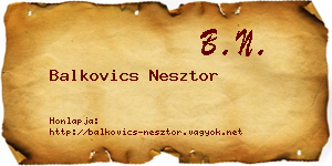 Balkovics Nesztor névjegykártya